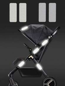 10pcs/Pack Baby Stroller Reflective Stickers, Reduce Collision Risk At Night, Applicable To Stroller Body Warning Stickers, Can Be Cut And Pasted To Fit Different Parts/Models, Suitable For Flat Surfaces - White - View 1