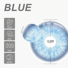 Eyeshare 1副蓝色美瞳 眼部化妆软性隐形眼镜 年抛眼镜 美容软性隐形眼镜 - 藍色 - 查看 5