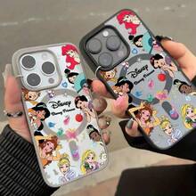 Disney Princess Phone Cases Featuring Cute And Playful Expressions, Simple And Stylish Design, Smooth Texture, Strong Magnetic Adhesion, And Camera Protection. Perfect For Girls. Compatible With IPhone17/16/15/14/13/...12 Mini Pro Max Pro Plus XRXS, As Well As SamsungGalaxy S20, S21, S22, S23, And S24 Series. The Perfect Gift For Family And Friends. Stylish Phone Case With Fun Expression Designs, Trendyand Lightweight Material. - 黑色 - 查看 2