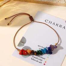 1pc Women's Braided Bracelet, Colorful Natural Stone Beaded Design, Rainbow Style, Recommended Gift, High-End Jewelry - Multicolor - View 5