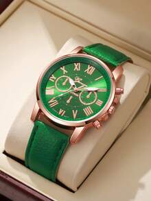 1pc Women's Fashion Casual Quartz Watch With Three-Eye Roman Numeral Dial, Perfect Gift For Family And Friends - Gold - View 16