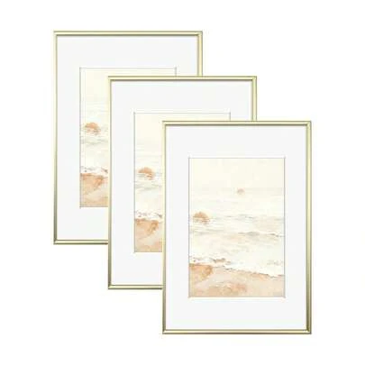 1/2pcs 11.8"X15.7" Gold Aluminum Alloy Photo Frame, A3 Decorative Frame, A4 Modern Home Decor Art Picture Frame, Minimalist Stylish Gold Aluminum Alloy Decorative Photo Frame