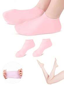 2双装硅胶足浴袜，适用于干燥皲裂的双脚，女士硅胶保湿袜，足部护理硅胶袜，足疗凝胶袜，足部护理后使用，保湿凝胶，适用于干燥皲裂的双脚 - 放松按摩，软化肌肤，足部护理，皮肤护理 - 彩色 - 查看 4