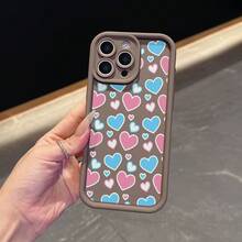 La elegante y sencilla carcasa anti - caída del teléfono móvil con un diseño de patrón de corazón es adecuada para los modelos  17, 16, 15, 14, 13, 12, 11 Pro / air / xR / XS y  s25 / S24 / S23 / S22 / Fe / plus, construida con materiales tpu, que brindan protección anti - caída y amortiguación. Adecuado para regalar amigos y regalos de San valentín. - Burdeos - Ver 6