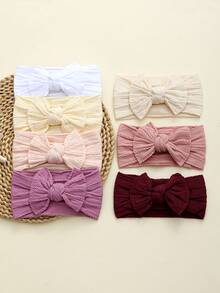 jralon 18pcs/Pack Infant & Toddler Multicolor Nylon Bow Jacquard Headbands, Soft Elastic Hair Bands For Babies, Suitable For All Seasons