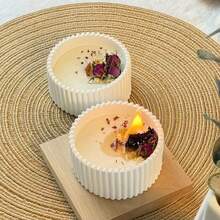 1 pièce Bougie en pot avec fleurs séchées parfumées et réutilisables - Bougie décorative, convient pour la décoration de la maison, les célébrations de mariage, les fêtes et les cadeaux - Cadeau parfait pour elle, la Saint-Valentin, l'anniversaire, la remise des diplômes