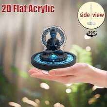 2D Rotating Buddha Statue Meditation Decor, Non-Electric Rotating Lotus Base, Acrylic Buddhist Sculpture Suitable For Home, Yoga Studio, Office To Create A Peaceful Ambiance