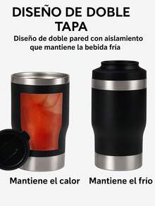 Vaso Térmico Multiusos 420 ml de Acero Inoxidable,PYA-10,Termo Aislante de Doble Pared 304, Porta Latas Enfriador de Bebidas, Taza con Tapa Hermética Libre de BPA, Mantiene Frío y Caliente, Ideal para Café, Agua, Refrescos, Viaje, Oficina, Gimnasio y Coche - Rosa Fucsia - Ver 9