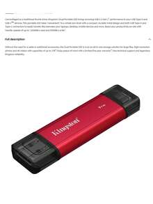 KINGSTON A型外置硬盘即插即用 金士顿紧凑便携型 - 紅色 - 查看 3