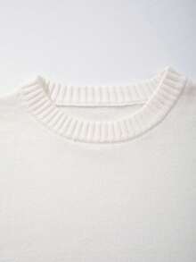 GRKC Men's Crew Neck Sweater, Street American Casual Versatile Loose Fit Pullover Knit Top, Autumn/Winter - White - View 8