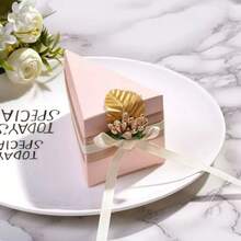 10/1 صندوق هدايا قابل للطي بشكل كعكة، صندوق تغليف هدايا، صندوق هدايا لأجواء الأعياد والحفلات، مناسب للمناسبات والأعياد والأعراس - وردي - مشاهدة 7