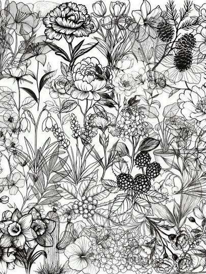 50pcs Black And White Plants Pattern Stickers - Perfect For DIY Phone Cases, Water Cups Sticker Decoration!