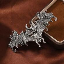 1PC Retro Punk Bat Halloween Hair Clip Dark Hip Hop Animal Hair Clip Fashion Hair Accessory Jewelry Gift - 銀色 - 查看 1