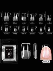 48pcs/Pack Transparent Matte Almond Shaped Acrylic False Nails, Matte Transparent Full Coverage Acrylic Gel Nail Kit, Press-On Nail Stickers Suitable For Nail Salon DIY - Clear - View 17