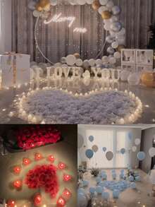 500/1000片人造玫瑰花瓣，仿真玫瑰花瓣，浪漫手工散花，无纺布材质，层叠花瓣，散花，告白花材，适用于情人节、婚礼等场合 - 彩色 - 查看 10