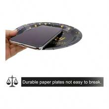 16th Birthday Party Supplies, 50 piezas Happy 16th Birthday+platos desechables de papel de pulgadas para 16 aos de edad de cumpleaos - Dorado y black - Ver 4