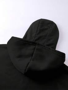 This Men's Stylish Double-Hooded Jacket Features Skull And Letter Prints And Comes With A Wide-Brimmed Hood. It's A Cool And Fashionable Streetwear Top, Versatile And Practical, Casual Yet Stylish, Comfortable And Easy To Match. Suitable For Men's Autumn And Winter Wear, And Also Suitable For Parties And Outdoor Activities. Also Available Is A Stylish Men's Hooded Sweatshirt. - Black - View 9