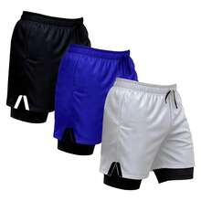 Kit Of 3 Dry Fit Thermal 2-In-1 Training Shorts With Cell Phone Pocket And Towel Holder - Fitness/Gym Shorts - 查看 1