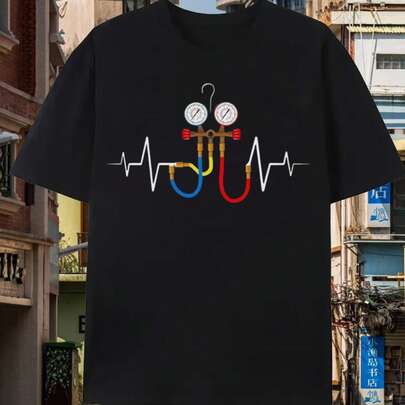 Sudadera con capucha para técnico de HVAC - Ropa de trabajo profesional y para estudiantes de calefacción, ventilación y aire acondicionado - Chaqueta con capucha lavable a máquina con manómetro de presión del colector y latido de ECG - Tejido duradero para