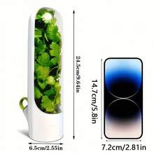 SOKANY 1pc Transparent Vegetable Storage Box, Refrigerator Fresh-Keeping Container. Transparent Shell, Plastic Material, No Battery Required. Suitable For Freshly Storing Cilantro, Cucumber, Carrot And Other Ingredients, Essential Kitchen Tool. - White - View 12
