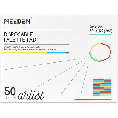 Artist Palette Paper Pad: 9''x12'', 50 Sheets (80lb/120gsm) Paint Palette Paper - Disposable Paint Mixing Paper Acrylic Watercolor Oil Painting PNXI