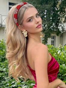 Red Headband Merry Christmas Headband Holiday Hair Hoop Christmas Christmas Bell Hairband Women Headbands Green Silver Hair Accessories - Multicolor - View 2