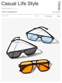 Conjunto de 3 óculos da moda Masculinos Estilo Aviador com Armação Dupla, Ideais para Uso Externo.