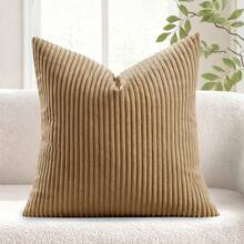 1/2 Pcs Decorative Pillow Cover, Deep Khaki Corduroy Striped Pattern, Decorative Throw Pillow Covers For Sofa, Office, Living Room - Khaki - View 14
