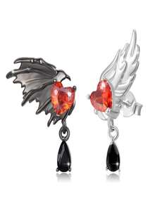 1 Pair Of Retro Punk Style Angel Devil Earrings For Women, Gothic Street Stud For Men, Wholesale Of Clothing And Accessories - Wing - View 4