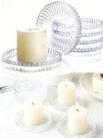 1/3/4/6 Piezas Platos Portavelas de Vidrio Pilar: Platos Portavelas de Vidrio Redondos Adecuados para Cenas, Bodas y Centros de Mesa de Fiesta (Transparente, Verde); Se pueden usar como posavasos de mesa para bodas y el Día de San Valentín, decoración del hogar para habitaciones.