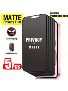 5pcs Full Coverage Matte Anti-Spy Screen Protector, Upgraded Edge Protection, Anti-Scratch Anti-Shock, Easy Installation, Bubble-Free. Compatible With IPhone 17 Pro Max/17 Air/16 Pro Max/16 Plus/15 Pro Max/14/13/12/11/XS/XR Series. - Black - View 24