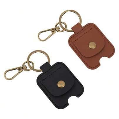2 Pcs Leather Car Key Cover Durable PU Leather Broken Key Sleeve Case Holder Protector With Keychain For Men And Women Car And Home Keys Black And Brown