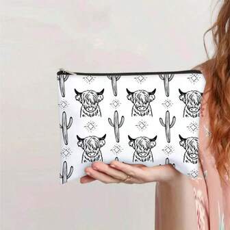 1个西部牛仔风格化妆包 - 大容量女士化妆包 - 时尚西部牛仔女孩礼物