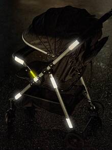 10pcs/Pack Baby Stroller Reflective Stickers, Reduce Collision Risk At Night, Applicable To Stroller Body Warning Stickers, Can Be Cut And Pasted To Fit Different Parts/Models, Suitable For Flat Surfaces - White - View 2
