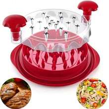 Chicken Shredder 8 Inches Chicken Breast Shredder Cooked Meat Shredder With Lid, Ergonomic Design,Auti-Slip, Easy To Clean, Chicken Shredder Twist Chicken Chicken Shredder Large Chicken Breast Shredder Twist With Brush&Fork, Visible Meat Shredder, Strong Anti-Slip Strip, Ergonomic Handle,Suitable Pork Beef Chicken - Red - View 4