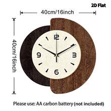 2D平面简约现代风格，撞色纹理圆形表盘挂钟，超静音石英机芯，无滴答声，适用于客厅、音乐室、卧室、厨房、咖啡厅装饰，是馈赠佳品和节日装饰的理想之选。 - 彩色 - 查看 18