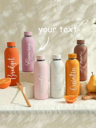 1pc 500ml Customized Stainless Steel Water Bottle With Lid, Metal Cup, Fitness Water Bottle, Straight Coffee Mug, Car Cup, Personalized Insulated Tumbler, Customized Birthday Gift, Groomsman Gift, Father's Gift, Bridesmaid Gift, Mother's Day Gift, Elegant