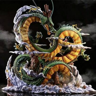 Figura de anime de 24 cm/9.4 pulgadas - Estatua de PVC de Shenron y Goku, modelo coleccionable, juguete de decoración de habitación | Regalo de Navidad, Año Nuevo, San Valentín, cumpleaños, vacaciones, perfecto para fans del anime - Regalo de juguete coleccionable