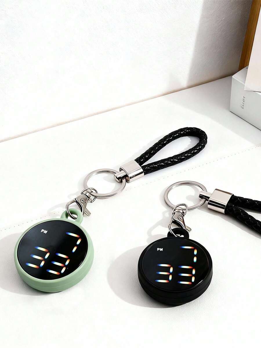 Mini Keychain Digital Watch, LED Display Portable Keyring Clock, Compact Keychain Watch, Multi-Color Options, Suitable For Teenagers And Students, Great For Year-End , Singles' Day, Birthday Gift - Black - View 1