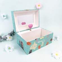 1pc Floral Unicorn Music Box, Paper Jewelry Storage Box Playing Swan Lake, Eyelash Wreath Unicorn Design With Rotating Heart And Mirror, Decor For Bedroom/Living Room, Suitable For New Year, Valentine's Day, Christmas, Birthday, Wedding - Rectangular Flower Unicorn - View 1