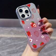 Strawberry Beautiful Flower Phone Case For IPhone 17 16e 16 15 14 13 12 11 Pro Max Air X XR XSMAX 8 7 Plus Metal Silver Lens Frame Transparent Soft Back Coverstrawberry Shortcake Items - 1 cái - Xem 6