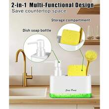 New Kitchen Soap Dispenser, Kitchen Hand Soap & Dish Soap Pump, Multi-Functional Countertop Soap Dispenser With Sponge And Brush Holder, Transparent Large-Capacity Refillable Bottles, Suitable For Hand Soap - Multicolor - View 5