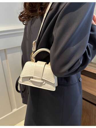 1 Piece Of Contrasting Printed Vintage Handbag, Vintage Flip Handbag, Women's Mini Handbag And Wallet