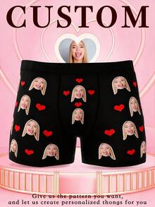 1pc Customized Photo Print Funny Novelty Men's Polyester Briefs, Suitable For Valentine's Day/Gag Gift Occasions - Multicolor - View 4