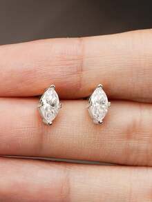 1 Pair Elegant Diamond-Shaped S925 Sterling Silver Earrings, Romantic Gift For Women, High Quality Birthday, Anniversary, Girlfriend, Christmas Present