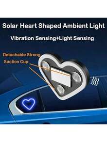 Car Triangle Window Solar Heart Light, LED Ambient Heart Lights For Car With 5 Lighting Modes, Solar Powered Waterproof Heart Shaped Mood Light, For Valentine's Day Christmas Decor (2PCS)Valentine's Day Gift - 粉色 - 查看 6