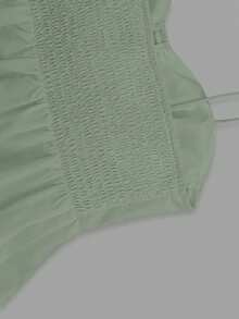 1pc Women's Casual Sleeveless Ruffle Hem Blouse, Elegant French Minimalist Pure White Tube Top Cropped Camisole, Fitted Vacation & Commute Lightweight Camisole Tie Front Tank Top, Y2K Sexy Babydoll Accentuates Curves Outerwear, Spring/Summer/Autumn - Mint Green - View 6