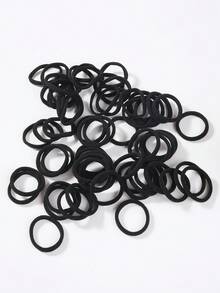 100pcs/Pack Women's Basic High Elastic Hair Ties, Korean Style Black Hair Bands, Upgraded High Elasticity, Fashionable Multi-Functional, High-End Elegant Quality, Minimalist Hair Accessories, Suitable For Women's High Ponytail, Colorful Hair Decor Design, Multi-Functional Styling Design, Durable Material, Comfortable For Daily Wear, A Thoughtful Gift For Girlfriends And Family/Transparent Bag Packaging - Glossy Black - View 9