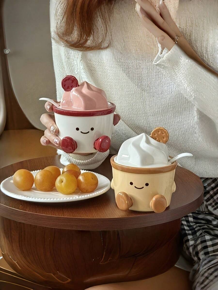 可爱蛋糕造型陶瓷盐胡椒调味罐，配有装饰盖，优雅的调料罐，耐用的桌面调味容器，可盛放盐、胡椒粉及各种香料，适合家庭厨房/餐厅使用，美观大方，易俘获女孩芳心，是理想的厨房配件，也是情人节及其他节日的送礼佳品，更是每个家庭的实用装饰品。 - 彩色 - 查看 1