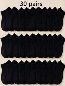 1/10/20/30 Pairs Unisex Black Socks, Invisible Socks, Sports Socks, All-Match Minimalist Breathable Soft Comfortable Fashion Versatile Socks, Couples Style, Suitable For Daily Or Outdoor Casual Wear - Black - View 6